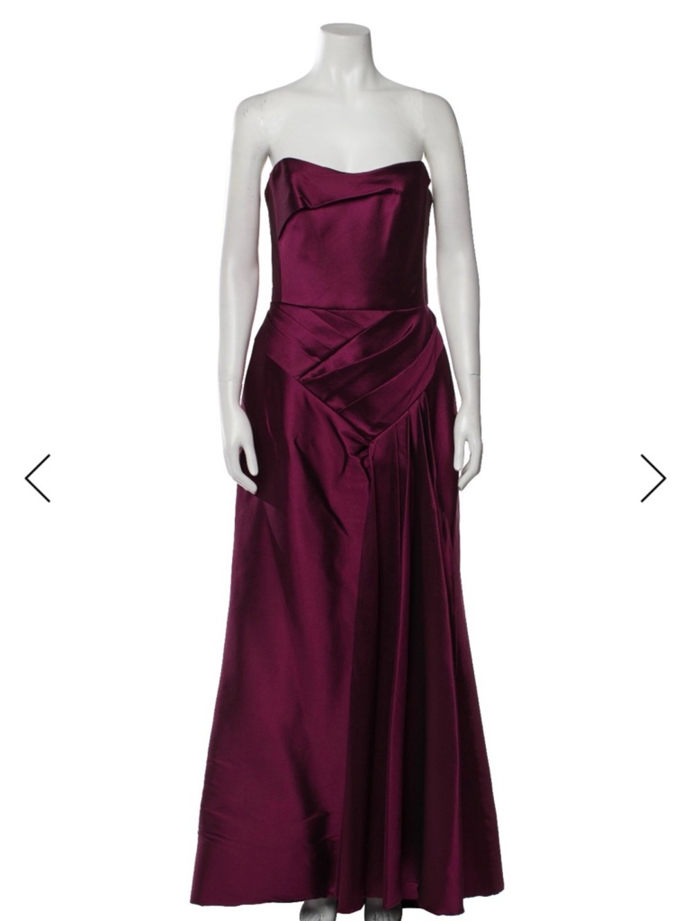 Angel Sanchez Strapless Satin Gown in burgundy